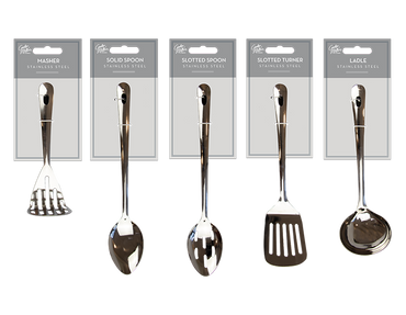 5pcs Stainless Steel Kitchen Utensil Set Turner Spoon Ladle Masher Cooking Tools - ZYBUX